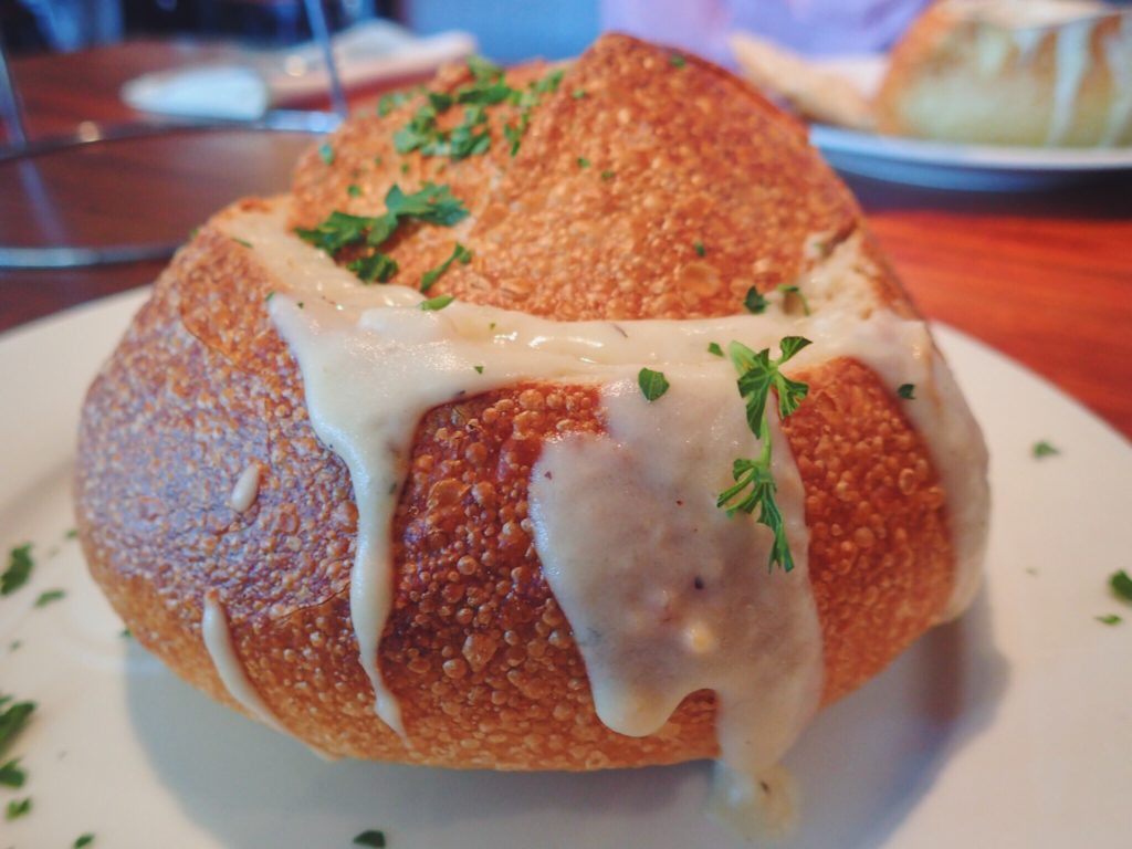 Fog Harbor Fish House Clam Chowder Bread Bowl